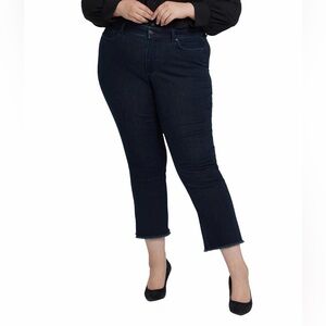 NWT NYDJ Plus 20W Marilyn Ankle Jeans Dark Wash Lift Tuck Frayed Hem Crop Denim